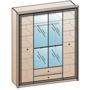 Эйми ШК-1714 Шкаф 4-х дверный с зеркалами и ящиками
